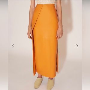 Nanushka Neve Vegan Leather orange skirt medium